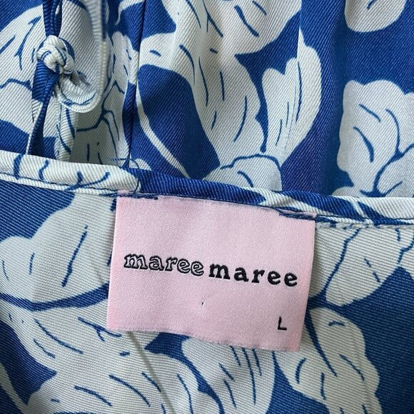 Maree Maree Sleep Set Womens L Blue White Floral Satin Tank & Shorts Loungewear - Picture 2 of 13